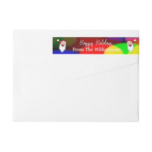 Happy Santas Happy Holidays Return Address Wrap Around Label