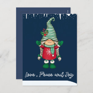 Happy Santa's Little Friend Holiday Navy Postcard 
