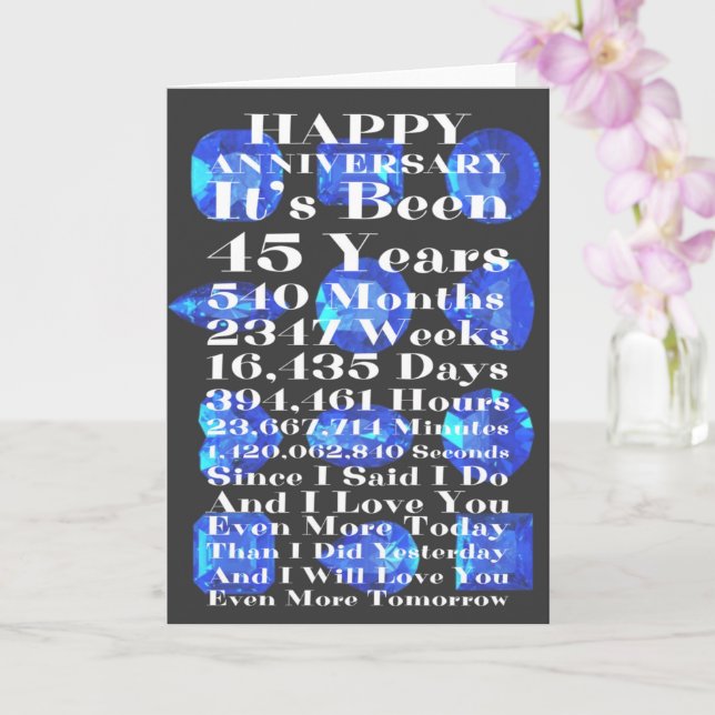 Happy Sapphire 45th Wedding Anniversary Card (Orchid)