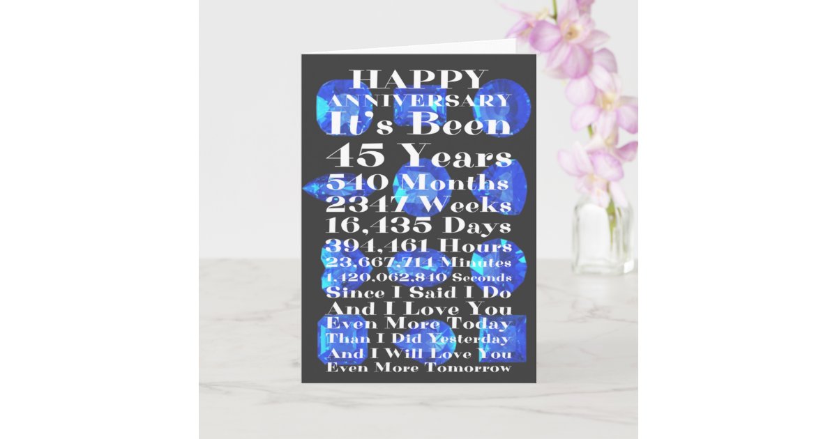 Happy Sapphire 45th Wedding Anniversary Card Zazzle.co.uk