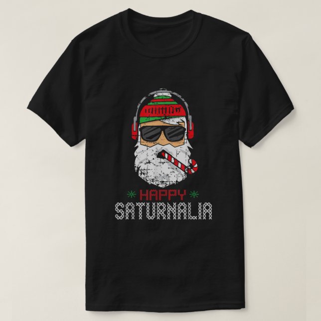 Happy Saturnalia Cool Santa Christmas  T-Shirt (Design Front)