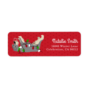 Happy Schnauzer Christmas Lights Label