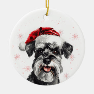 Happy Schnauzer Dog Christmas Personalized Ceramic Tree Decoration