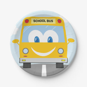 Happy School Bus Paper Plate