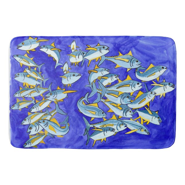 Happy School of Yellowfin Tuna Bath Mat (Front)