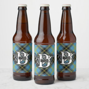 Happy Scotsman Clan Bell Tartan Monogram Beer Bottle Label