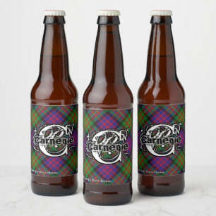 Happy Scotsman Clan Carnegie Tartan Monogram Beer Bottle Label