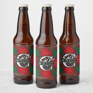 Happy Scotsman Clan Chisholm Tartan Monogram Beer Bottle Label