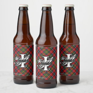 Happy Scotsman Clan Innes Tartan Monogram Beer Bottle Label