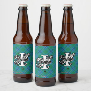 Happy Scotsman Clan Irvine Irwin Tartan Monogram Beer Bottle Label