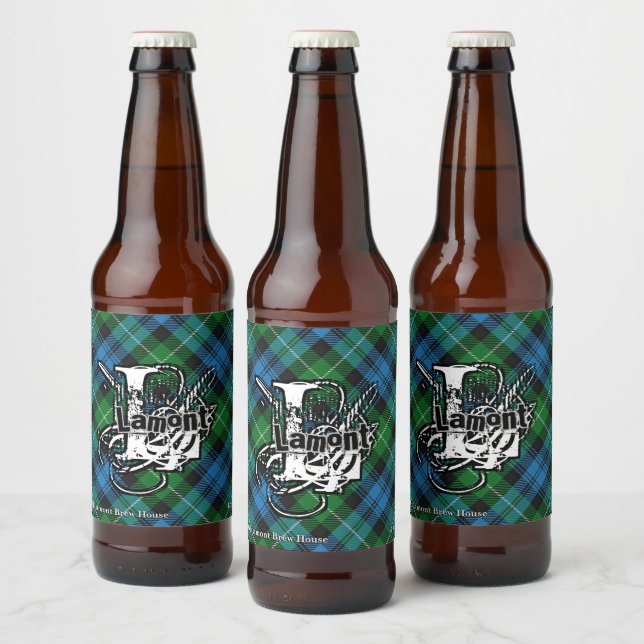 Happy Scotsman Clan Lamont Tartan Monogram Beer Bottle Label (Bottles)