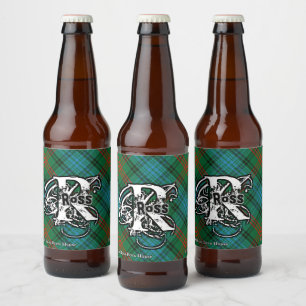 Happy Scotsman Clan Ross Tartan Monogram Beer Bottle Label