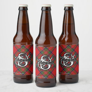 Happy Scotsman Clan Stewart Tartan Monogram Beer Bottle Label