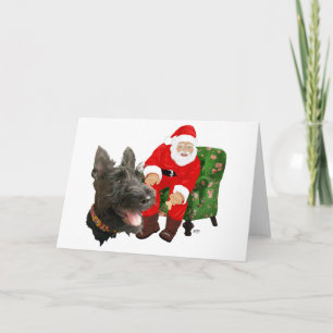 Happy Scottie and Santa Holiday Card
