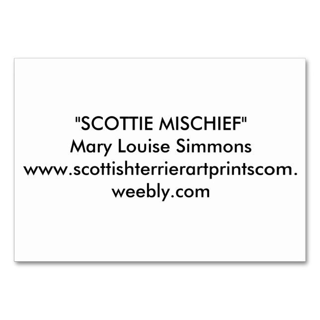 HAPPY SCOTTIE BIRTHDAY TABLE NUMBER (Back)