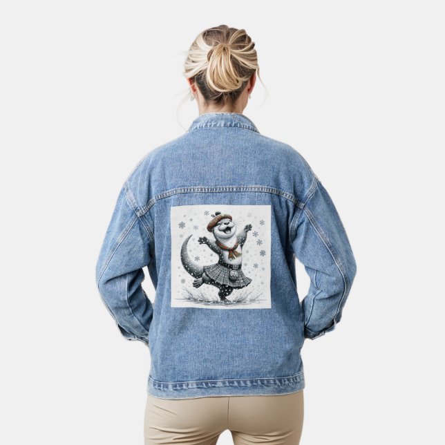 Happy Scottish Christmas Otter Christmas Denim Jacket (Model)