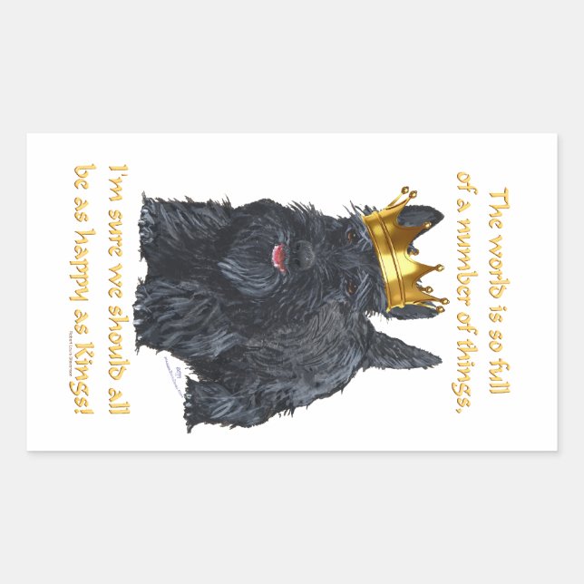 Happy Scottish Terrier King Rectangular Sticker (Front)