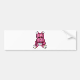 happy scribble hearts hippo bumper sticker