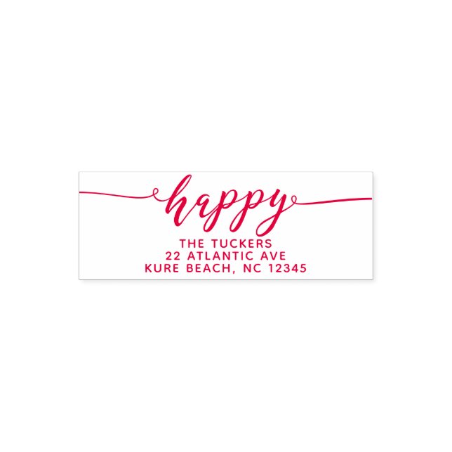 HAPPY Script Happy Holidays Return Address Self-inking Stamp (Design)