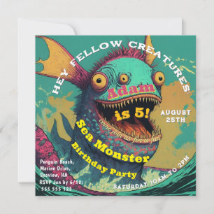 Happy Sea Monster  Invitation