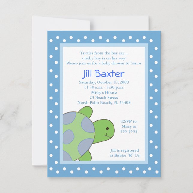 Happy Sea Turtle Blue Baby Shower Invitation (Front)