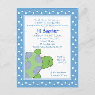 Happy Sea Turtle Blue Baby Shower Invitation