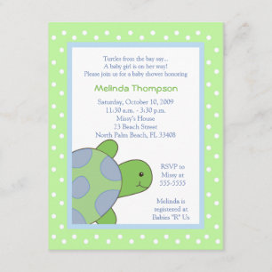Happy Sea Turtle Green Baby Shower Invitation