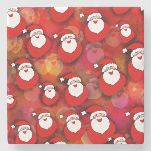 Happy Seamless Santa Claus Pattern Stone Coaster
