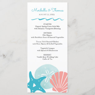Happy Seashore   Tropical Beach Seashells Wedding Menu