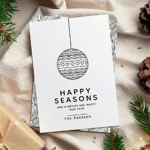 Happy Seasons Greeting card with Christmas Ball
