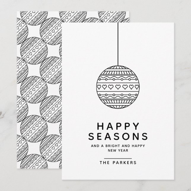 Happy Seasons Greeting card with Christmas Ball (Front/Back)