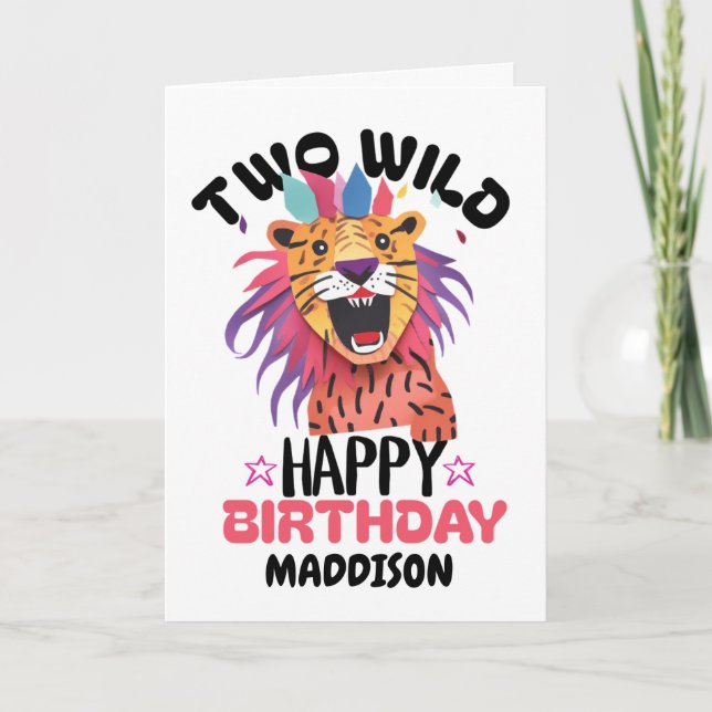 Happy Second Two Wild Safari Themed 2nd Birthday  Card (Front)