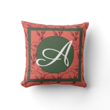 HAPPY SEED FLOWER COTTON THROW PILLOW W/ MONOGRAM