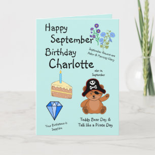 Happy September Birthday Folded Greeting Card