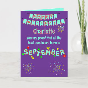Happy September Birthday Folded Greeting Card
