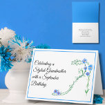 Happy September Birthday Grandmother Blue Asters  Card<br><div class="desc">This graceful watercolor features a high heel woven from delicate vines and tiny aster blooms an elegant tribute for celebrating a grandmother’s September birthday with beauty and charm.</div>