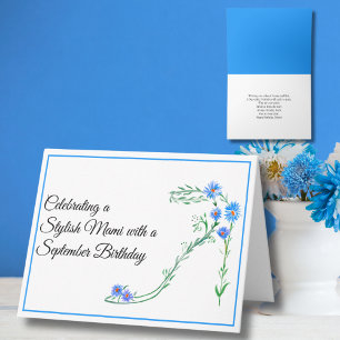 Happy September Birthday Mami Blue Asters  Card