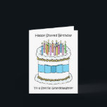 Happy Shared Birthday to Granddaughter Card<br><div class="desc">A simple birthday cake covered in lit candles and with a bow tied around it. The words 'Happy Shared birthday to a special granddaughter' accompany the image.</div>