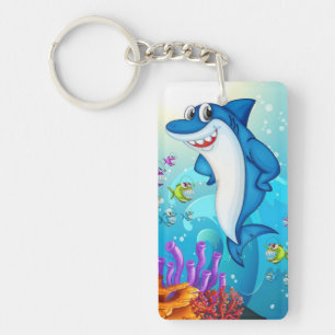 Happy Shark Cartoon-23685 Key Ring