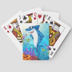 Happy Shark Cartoon-23685 Playing Cards