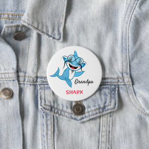 Happy Shark Family Grandpa Shark 7.5 Cm Round Badge