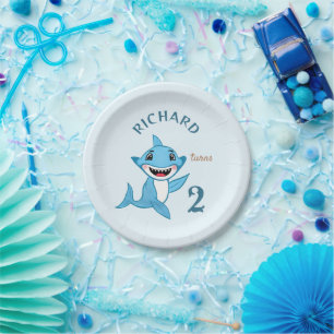 Happy Shark Family Paper Plate