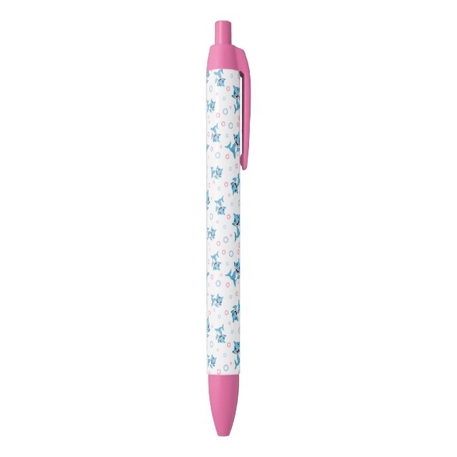 Happy Shark Family pattern Black Ink Pen (Bottom (Vertical))