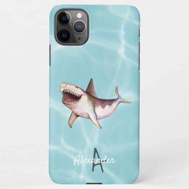 Happy SHARK Ocean Life Personalised Budget Named iPhone Case (Back)