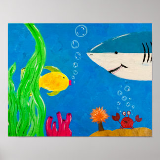 Happy Shark Paint Print