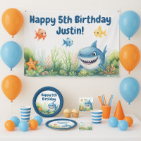 Happy Shark Under the Sea Birthday