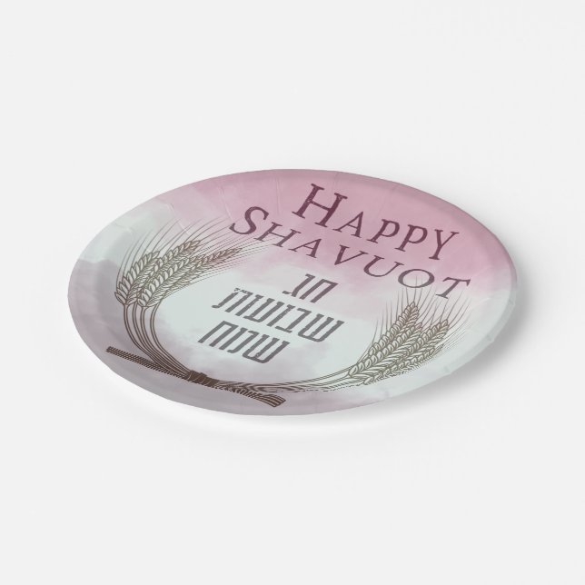 Happy Shavuot - Chag Shavuot Sameach Decor Paper Plate (Angled)