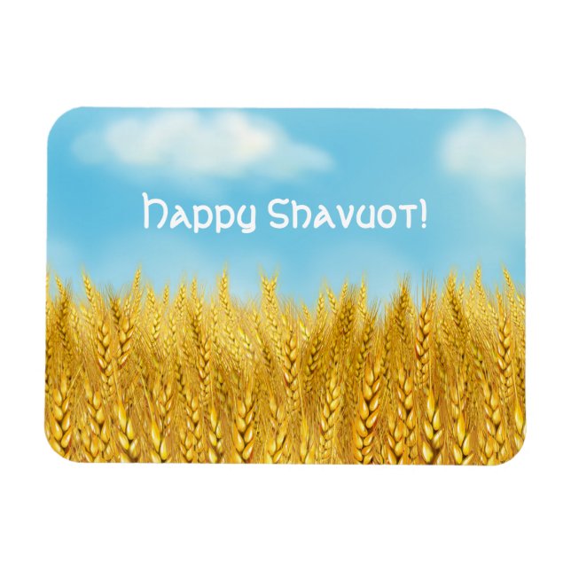 Happy Shavuot Gold Wheat Field Blue sky Fine Art Magnet (Horizontal)