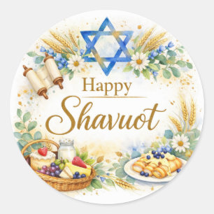 Happy Shavuot Sticker,  Star of David Classic Round Sticker