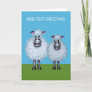 Happy sheep couple card